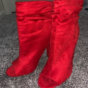 red peep toe booties